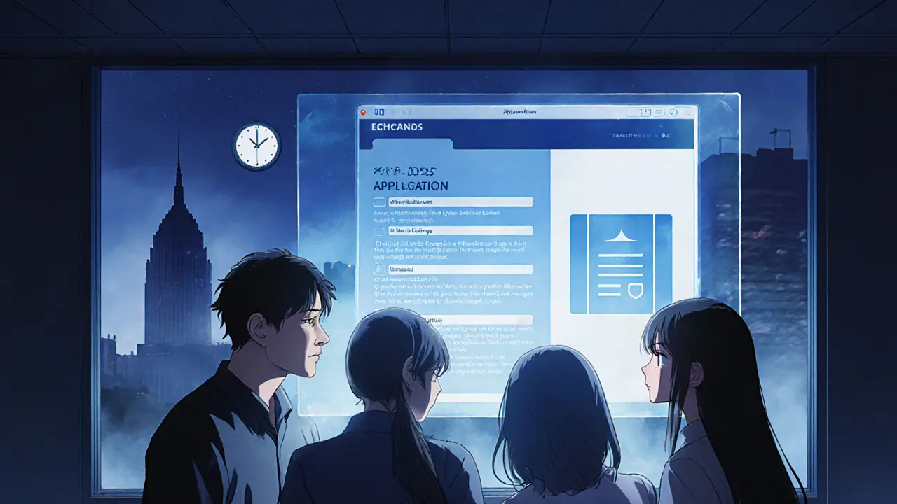 A team working late on a holographic FSMA 2025 application, with a fading crypto business outside the window.