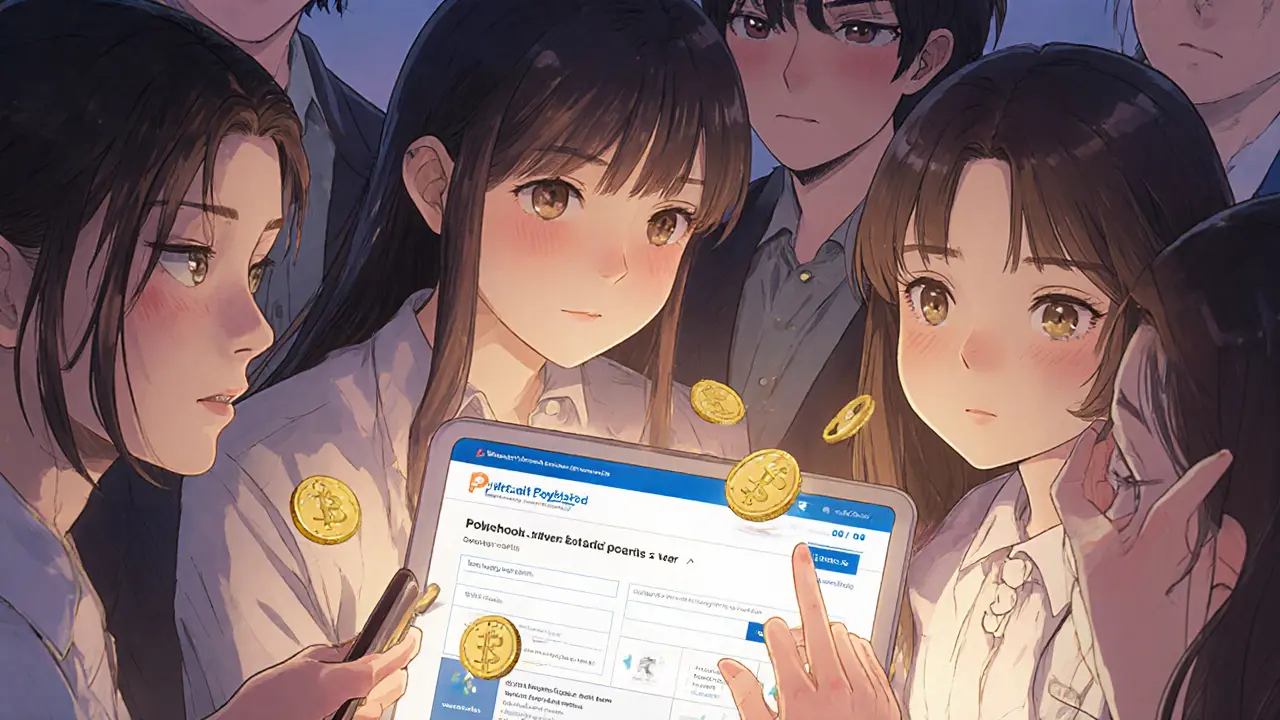 Users compare a real Polytrade platform with a fake scam website on their devices.