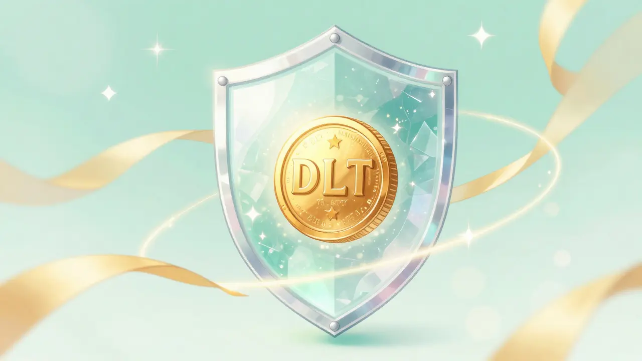 Shoujo manga illustration of a glowing golden coin protected by a crystalline digital shield