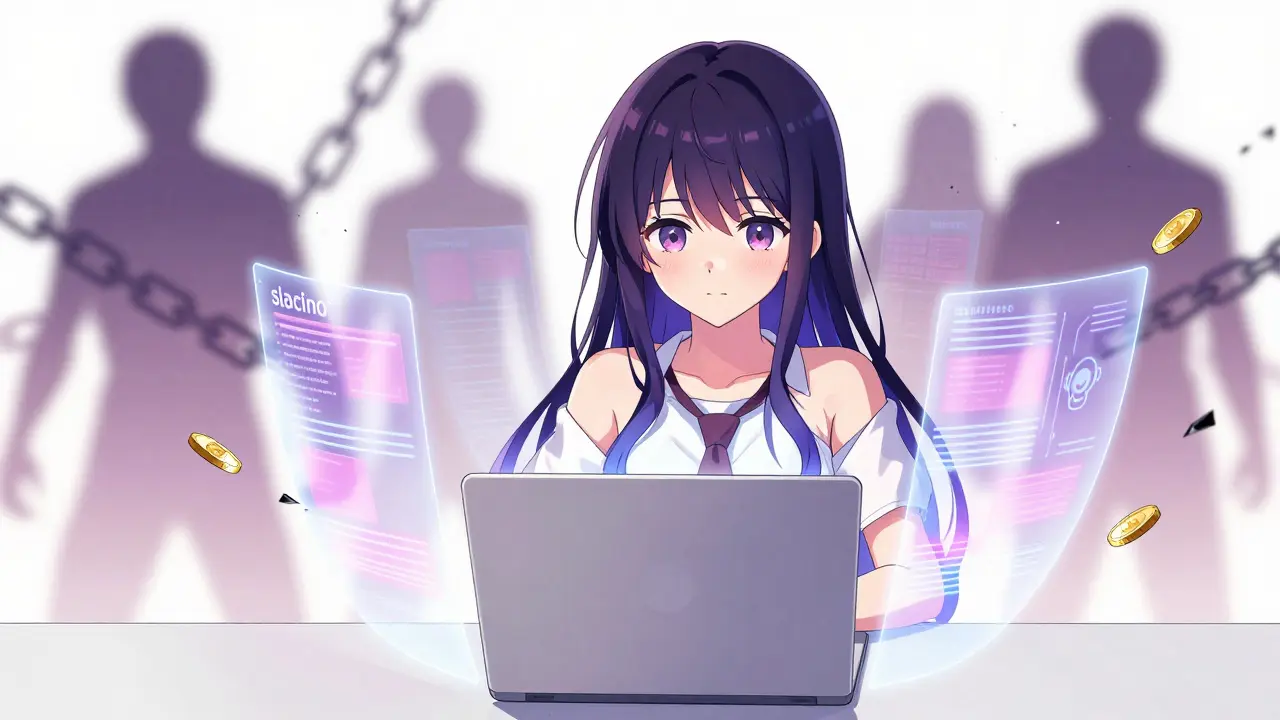 Anime girl securing network with laptop against slashing threats