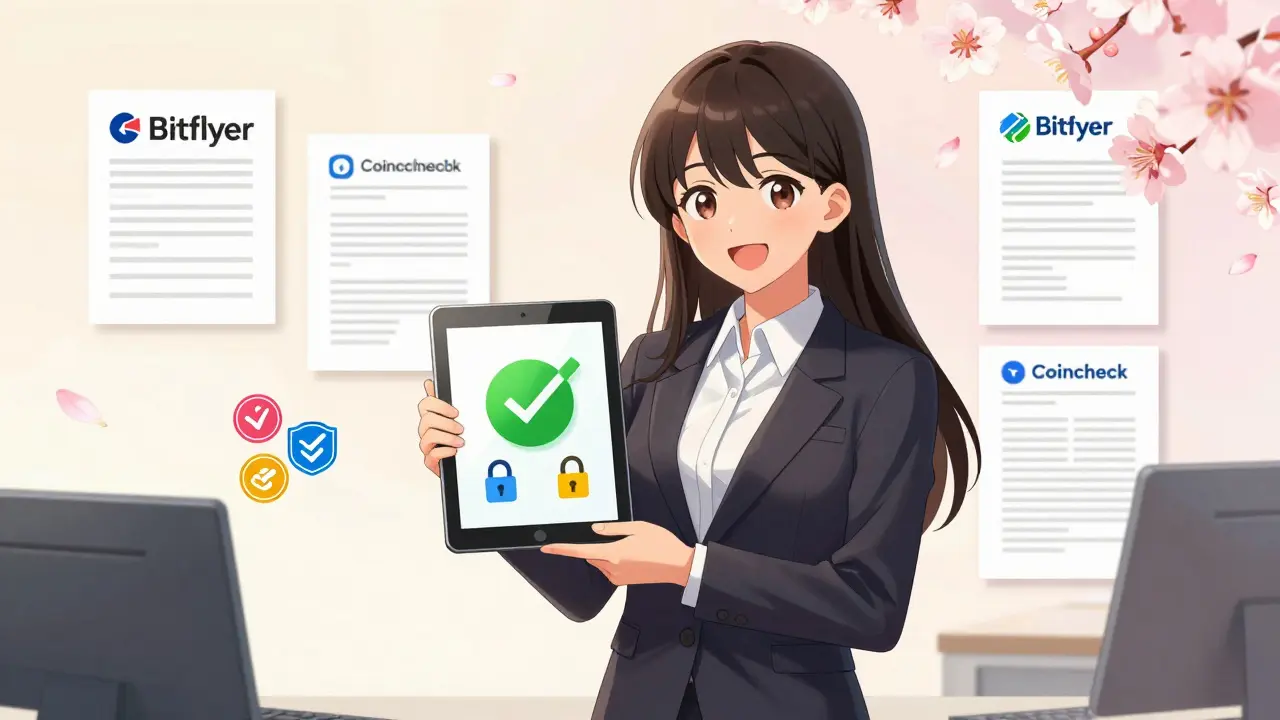 Cheerful character in shoujo style representing safe licensed crypto exchanges