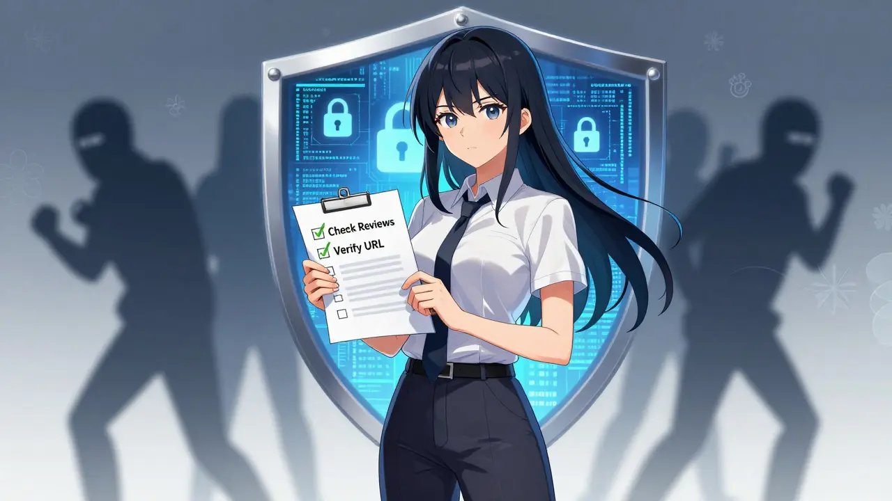 Manga heroine protecting herself from crypto scams
