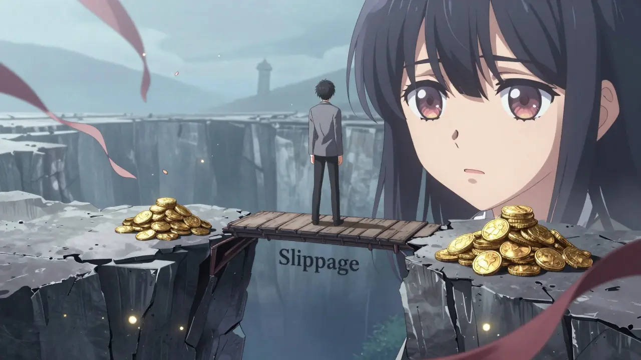 Manga illustration of financial loss due to slippage