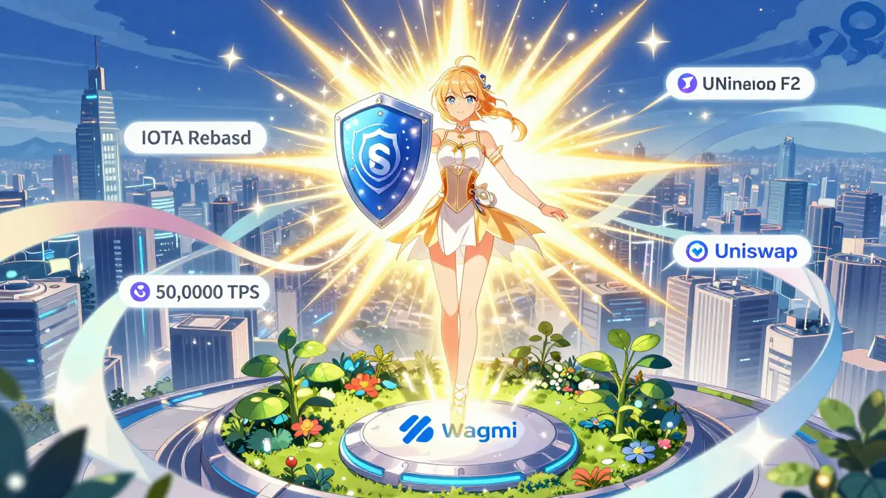 Shoujo style art of IOTA Rebase upgrade potential