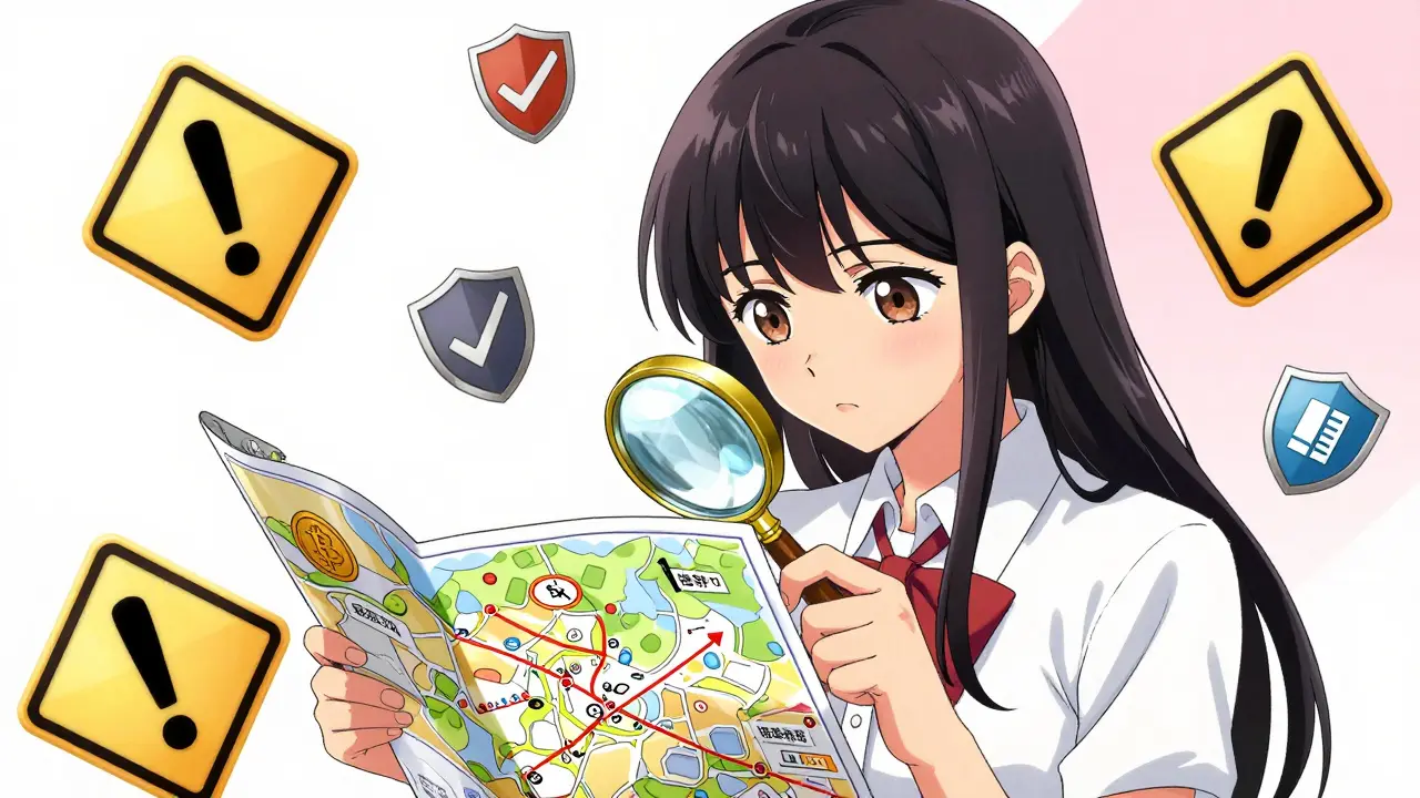 Anime character checking safety steps for crypto investment