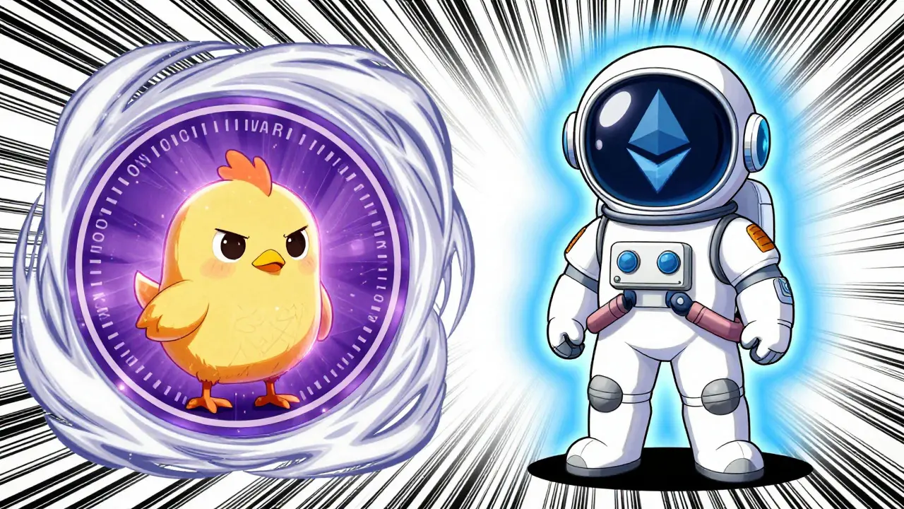 Small volatile coin vs large stable dog astronaut in shoujo manga comparison