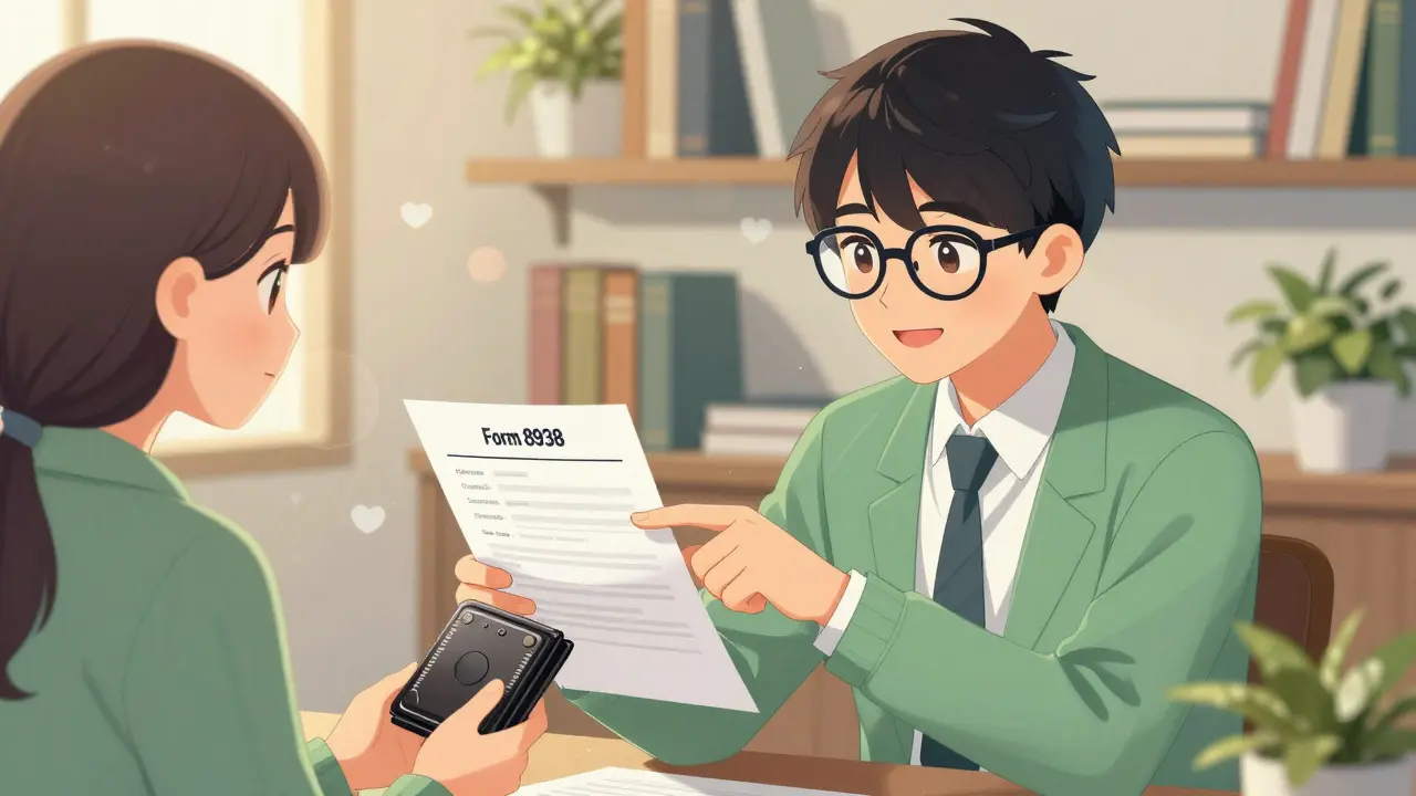 Tax advisor helping client with crypto forms