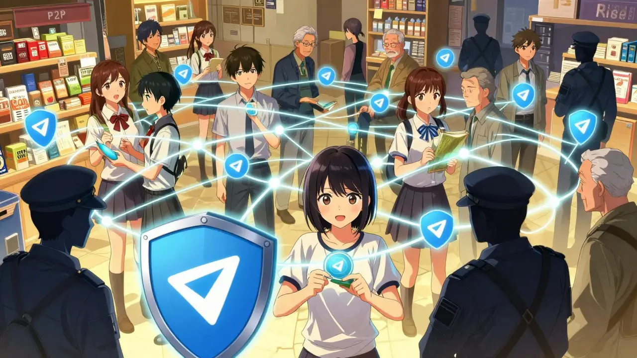 Community trading crypto via networks to avoid surveillance