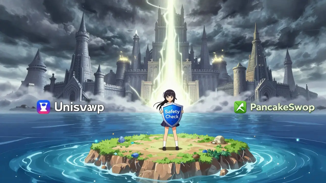 Shoujo style comparison of small Cellana DEX vs giant competitor castles