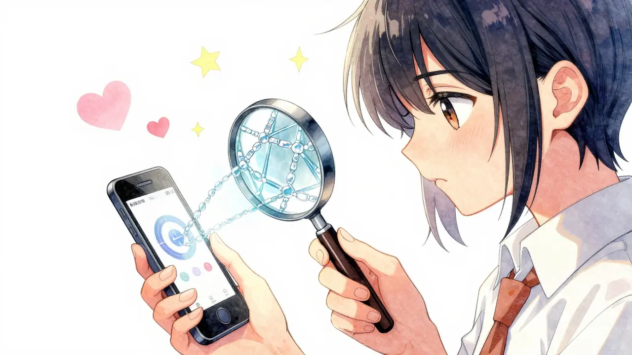 Anime girl verifying a blockchain with a magnifying glass