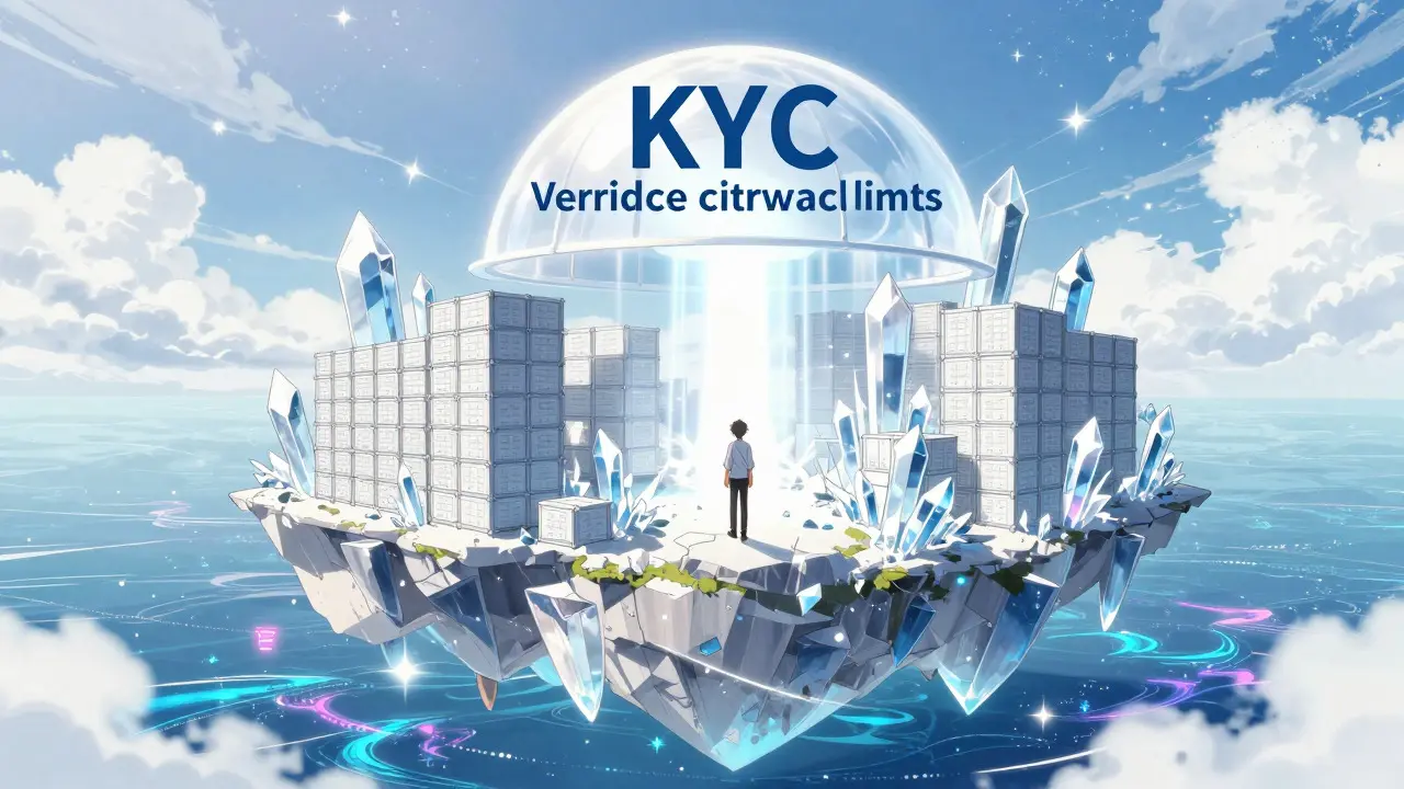 Character on a crystal island under a protective light dome in shoujo manga