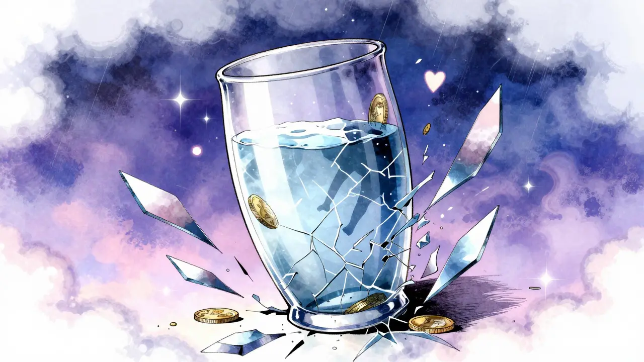 Cracking glass vase metaphor for impermanent loss in shoujo style