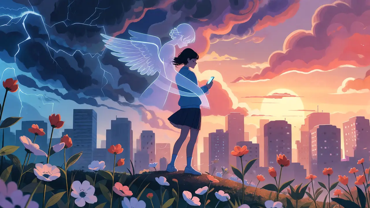 Anime girl shielded from market storms by discipline